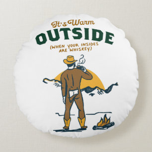 Coussins Ronds Drôle Cowboy Boire Whiskey