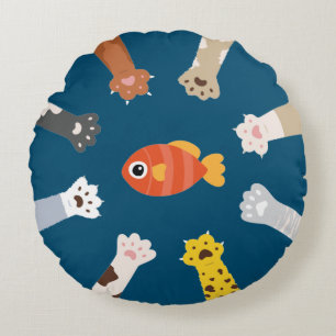 Coussins Ronds Drôle Design Chats Jeu Pour Attraper Poisson Class