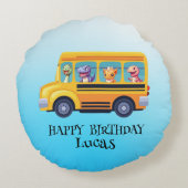 Coussins Ronds Drôle dinosaure Retour à l'école Bus garçon Annive (Dos)