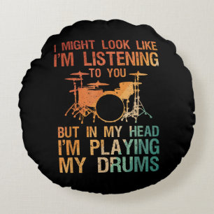 Coussins Ronds Drôle Drummer Art Pour Hommes Femmes Drum Player P