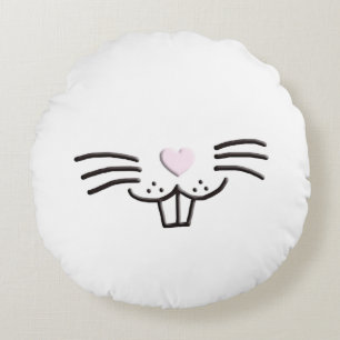 Coussins Ronds Drôle mignon lapin de Pâques dessin animé du visag