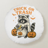 Coussins Ronds Drôle Raccoon Trick ou Trash Halloween (Dos)