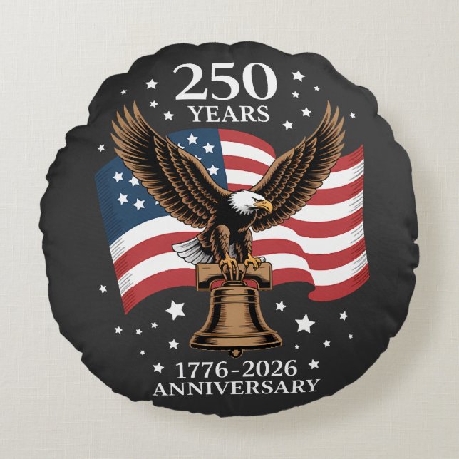 Coussins Ronds Eagle and Flag 250 Years of America 1776-2026 (Devant)