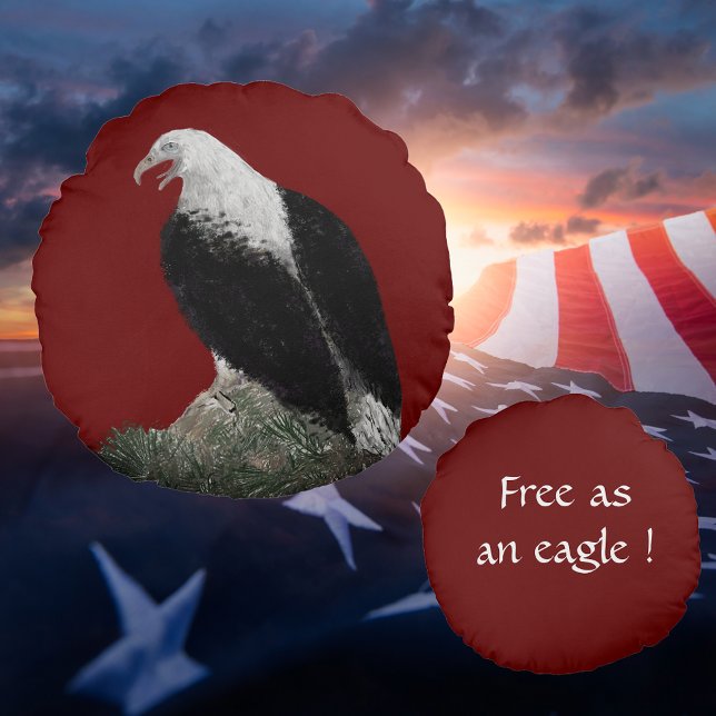 Coussins Ronds Eagle personnalise le texte (Créateur téléchargé)