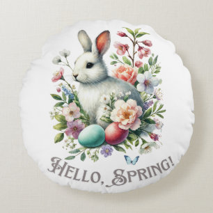 Coussins Ronds Easter Aquarelle Lapin & Oeufs