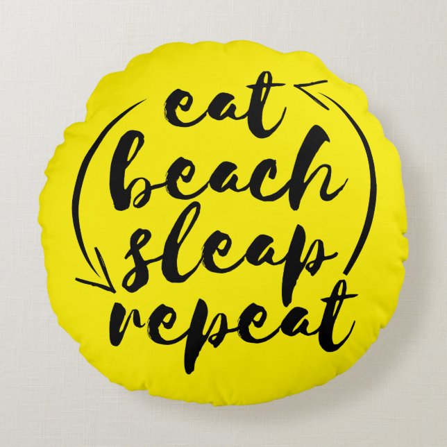 Coussins Ronds Eat Beach Sleep Repeat Beach Lover (Devant)