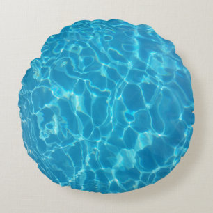 Coussins Ronds Eau de piscine bleu ciel cristalline