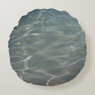 Coussins Ronds Eau des Caraïbes Bleu Abstrait Nature