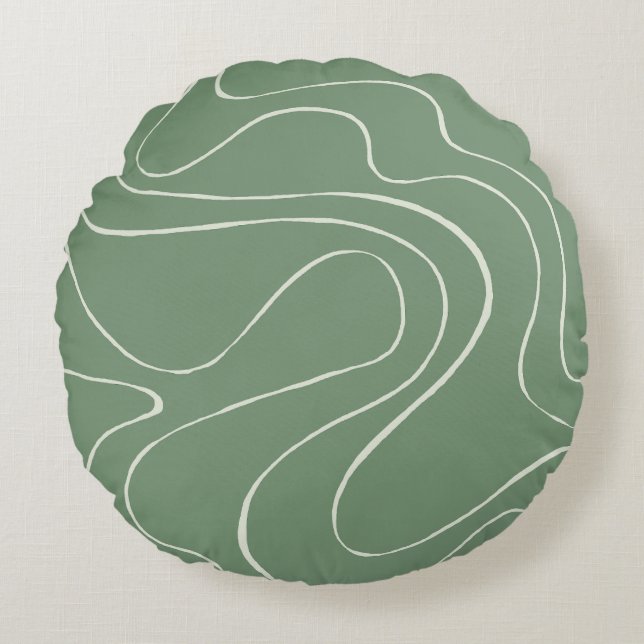 Coussins Ronds Ebb et flux 2 en vert (Devant)