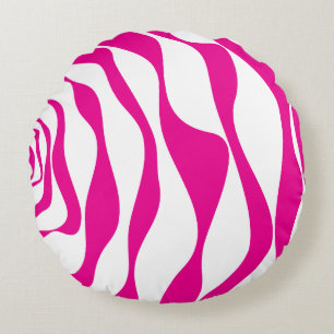 Coussins Ronds Ebb et flux 4 en Magenta et Blanc