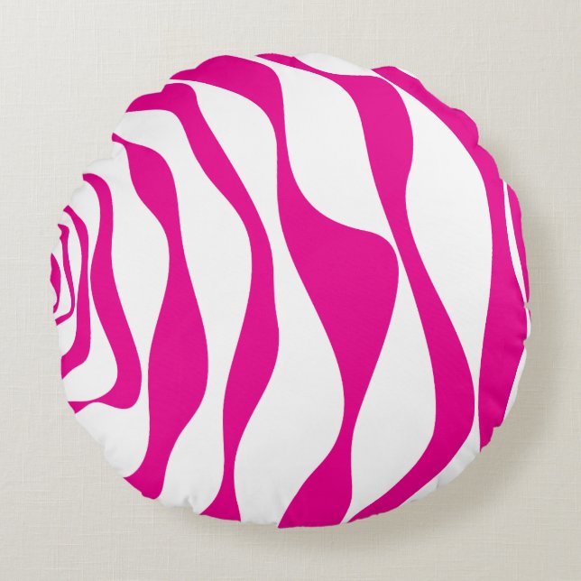 Coussins Ronds Ebb et flux 4 en Magenta et Blanc (Devant)