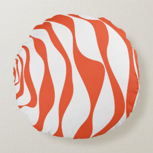 Coussins Ronds Ebb et flux 4 en orange et blanc