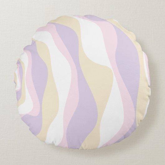 Coussins Ronds Ebb et flux 4 - Pastel rose, jaune et violet (Devant)