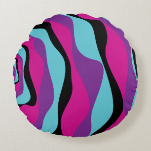 Coussins Ronds Ebb et flux 4 - rose, pourpre, bleu et noir