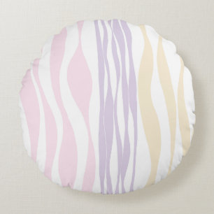 Coussins Ronds Ebb et flux - rose pastel, jaune et violet