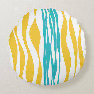 Coussins Ronds Ebb et flux - Turquoise & Jaune