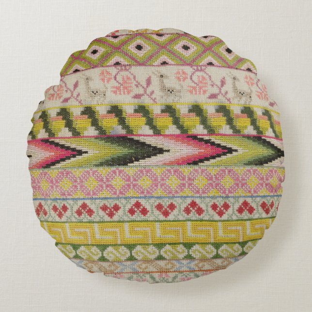 Coussins Ronds Échantillonneur de broderie (Devant)