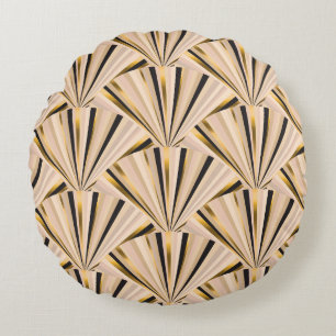 Coussins Ronds Echelles Art Déco : Glamour d'or géométrique