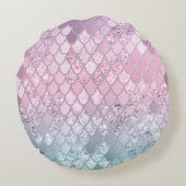 Coussins Ronds Échelles de Parties scintillant de sirène #2 (Dos)