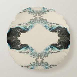 Coussins Ronds Échos de marée — Motif abstrait d'encre fluide