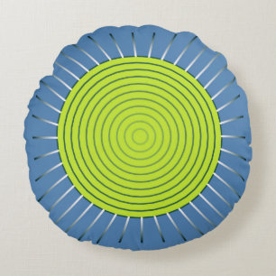 Coussins Ronds Éclat de soleil géométrique moderne - Vert citron