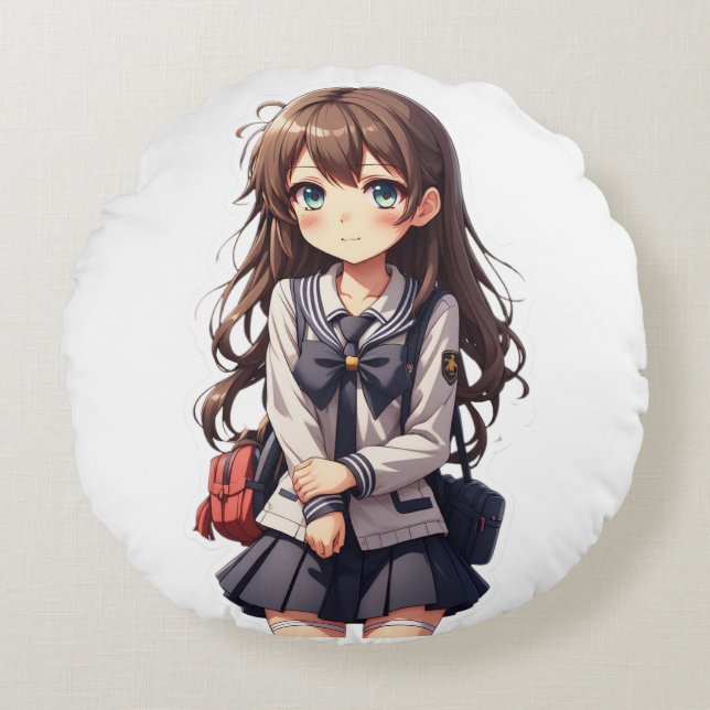 Coussins Ronds École japonaise d'Anime (Devant)