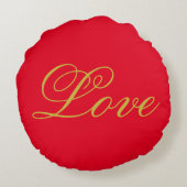 Coussins Ronds Écriture de couleur or amour rouge mariage calligr (Dos)
