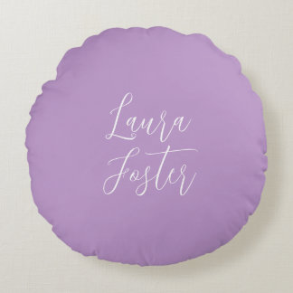 Coussins Ronds Écriture manuscrite Nom élégant Lilac & couleur ro