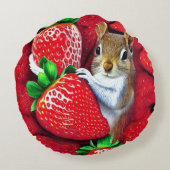 Coussins Ronds Écureuil dans le ciel des fraises (Dos)