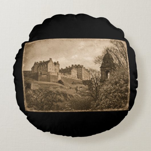 Coussins Ronds Edinburgh Castle Sepia Photograph (Devant)