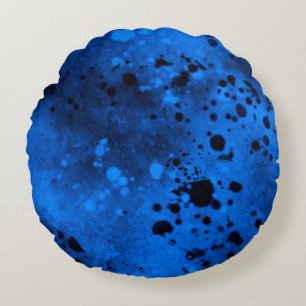 Coussins Ronds Effet Paint Splatter Bleu & Noir