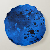 Coussins Ronds Effet Paint Splatter Bleu & Noir (Dos)