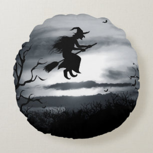 Coussins Ronds Éffrayant Halloween Arrière - plan Design Vintage