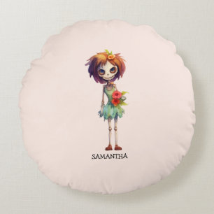 Coussins Ronds Éffrayant, Mais Cute Zombie Kid - Adorable Macabre