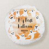 Coussins Ronds Éffrayant un premier anniversaire d'Halloween (Dos)