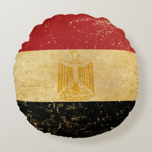Coussins Ronds Égypte Drapeau Vintage Grunge Design