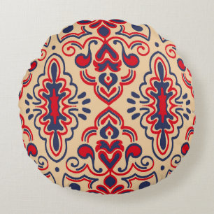 Coussins Ronds Elégance brodée : Motif de tissu Ikat