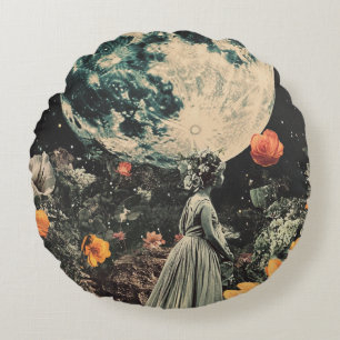 Coussins Ronds Élégance Lune - Femme avec Lune (3)