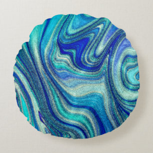 Coussins Ronds Elégant Aquamarine Paua Rainbow Shell inspiré