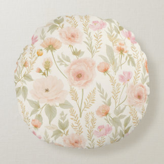 Coussins Ronds Elégant aquarelle Floral Motif sans couture