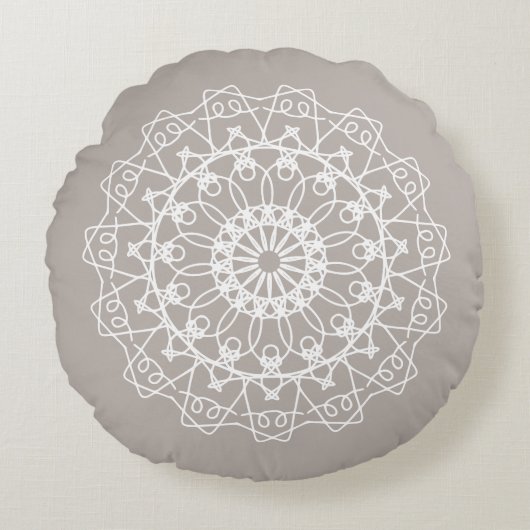 Coussins Ronds Elégant Boho Neutral Mandala Art (Devant)