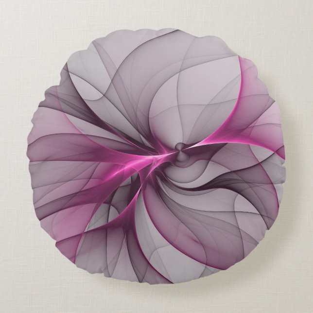 Coussins Ronds Elégant Chaos Moderne Abstrait rose Fractal Art (Devant)