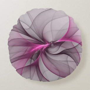 Coussins Ronds Élégant Chaos Moderne Art Fractal Abstrait Rose