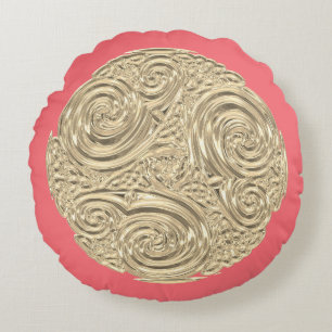 Coussins Ronds Elégant corail rose or art nouveau