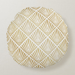 Coussins Ronds Elégant design art déco en palmier doré