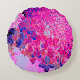 Coussins Ronds Elégant Fuchsia et bleu foncé Limelight Hydrangea