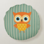 Coussins Ronds Élégant hibou jaune lignes vertes nurserie (Dos)
