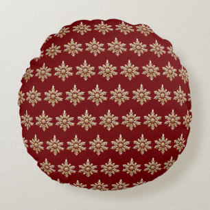 Coussins Ronds Élégant Joyeux Noël Gold Snowflake xmas festiv