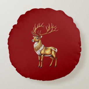 Coussins Ronds Élégant Joyeux Noël Or Moose xmas festif pa