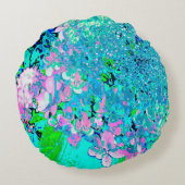 Coussins Ronds Élégant Limelight rose et bleu Hydrangea (Dos)